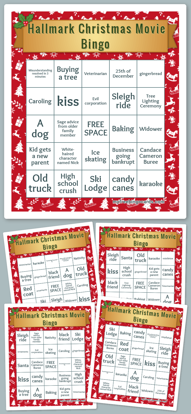 Hallmark Christmas Movies Bingo Cards