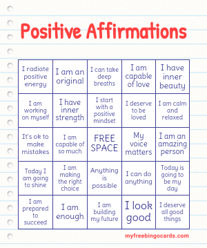 Positive Affirmations Bingo