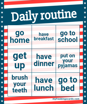 DAILY ROUTINE Bingo Card