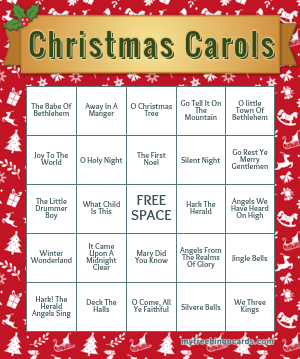 Print 100+ Christmas Carols Bingo Cards