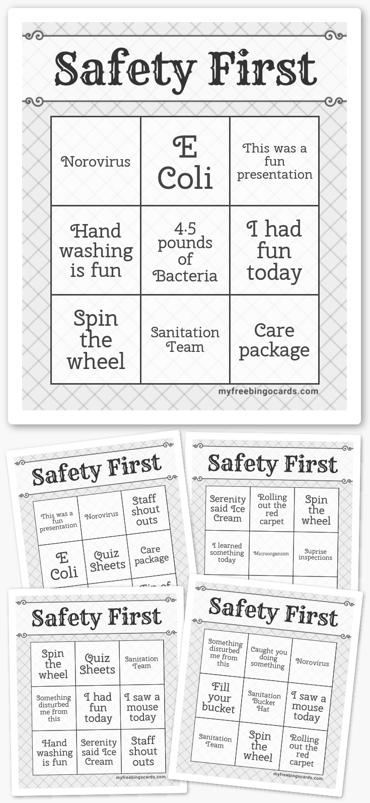Virtual Safety First Bingo