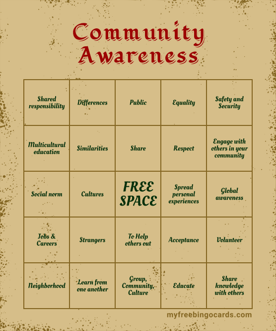Community Awareness Bingo
