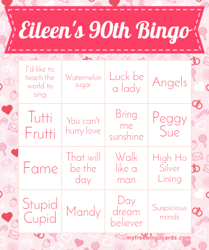 Eileen's 90th Bingo