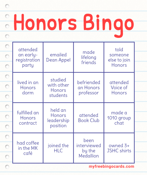 Honors Bingo