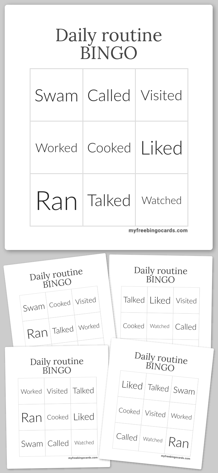 Virtual daily routine bingo