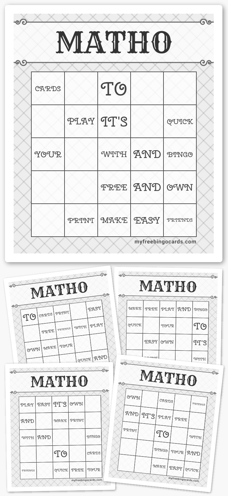 Virtual MATHO BINGO