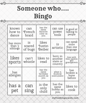 Print 100+ Someone who.... Bingo Cards