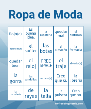 Ropa de Moda Bingo