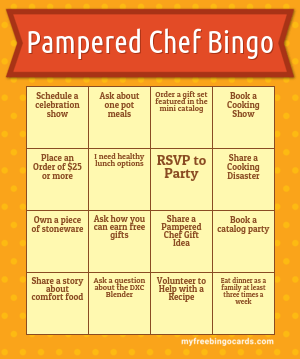 Pampered Chef Bingo Cards to Download, Print and Customize!