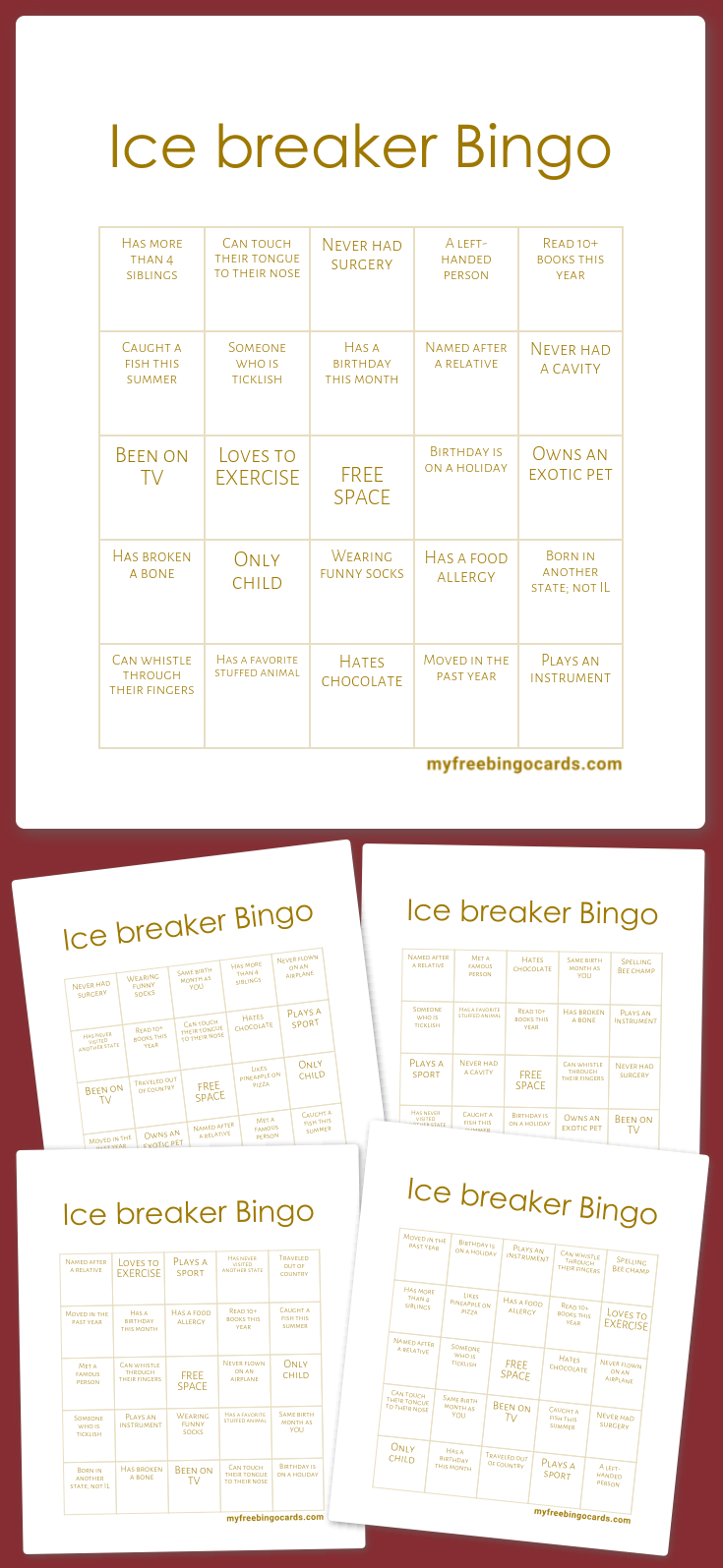 Virtual Ice breaker Bingo