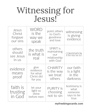 Witnessing for Jesus! Bingo