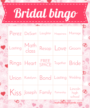 Print 100+ Bridal bingo Cards