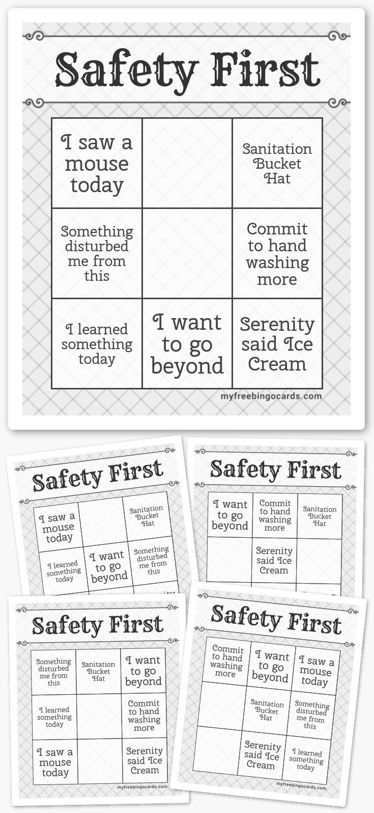 Virtual Safety First Bingo