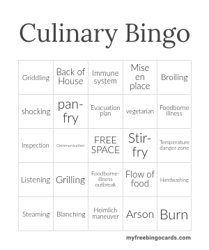 Culinary Bingo