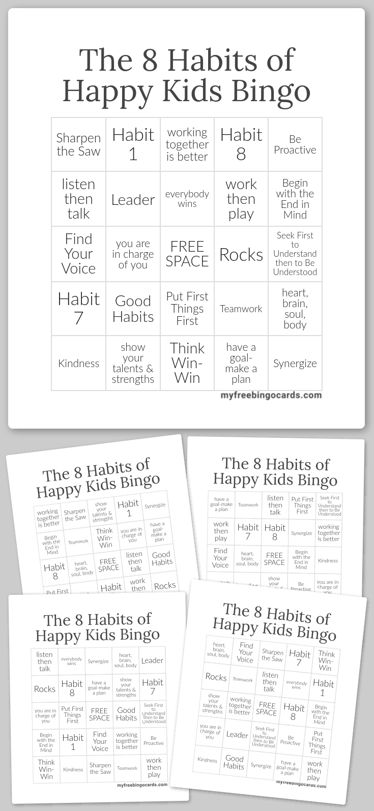 Virtual The 8 Habits Of Happy Kids Bingo