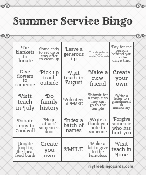 summer service bingo