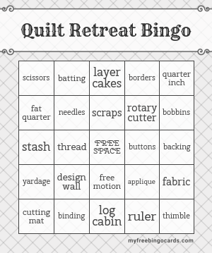 Quilt Retreat Bingo