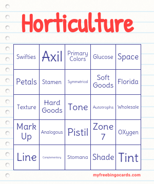 Horticulture Bingo