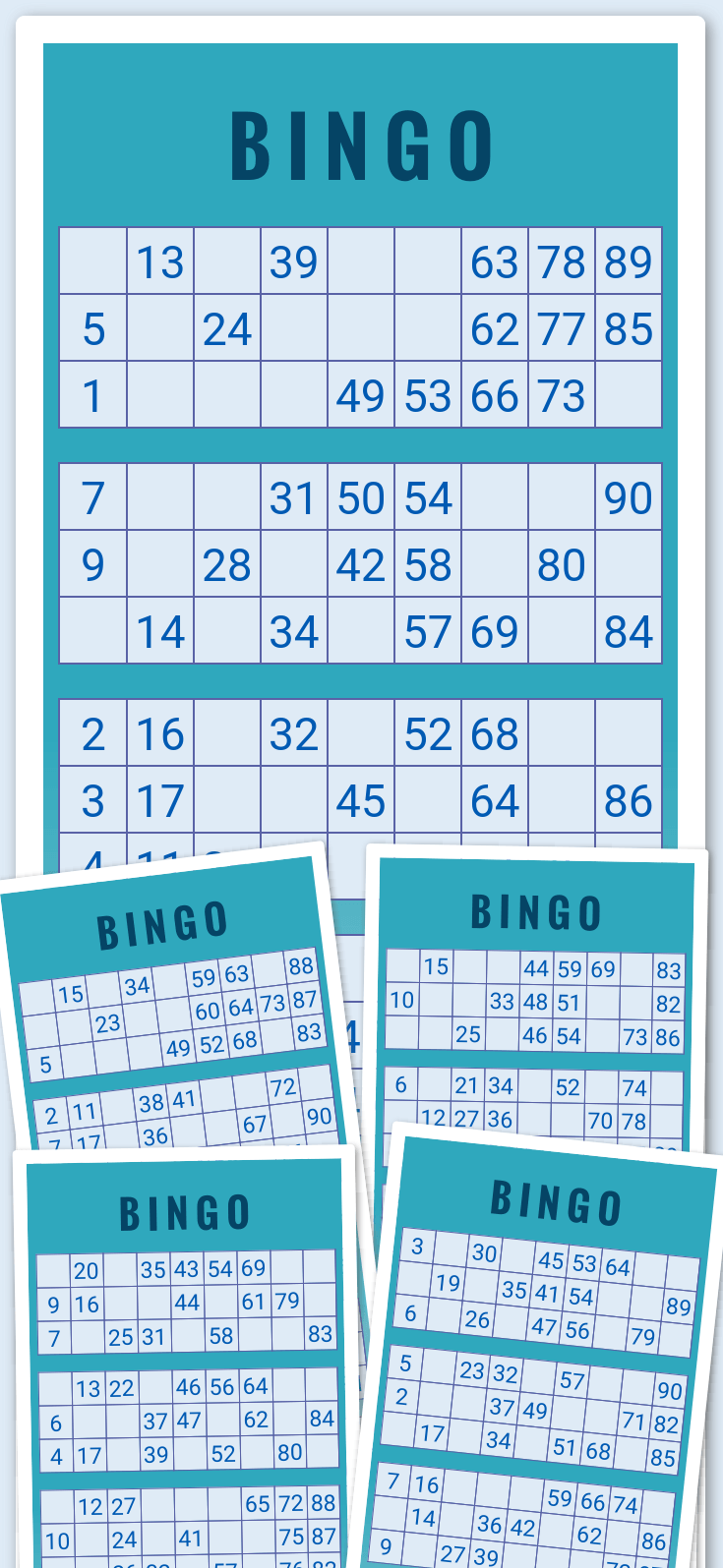 Virtual 1-90 Number Bingo