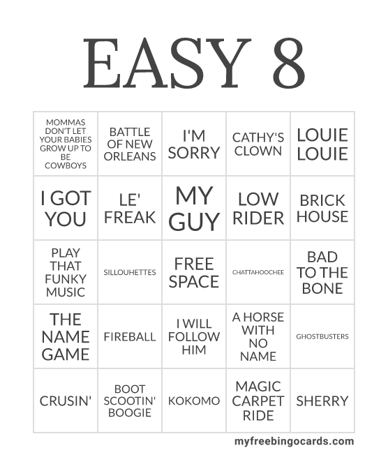 EASY 8 BINGO