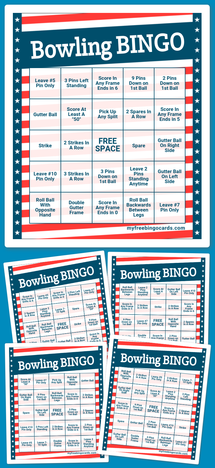 Virtual Bowling BINGO for Free Printable Bowling Bingo Cards