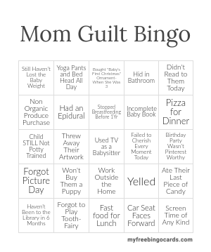 Mom Guilt Bingo