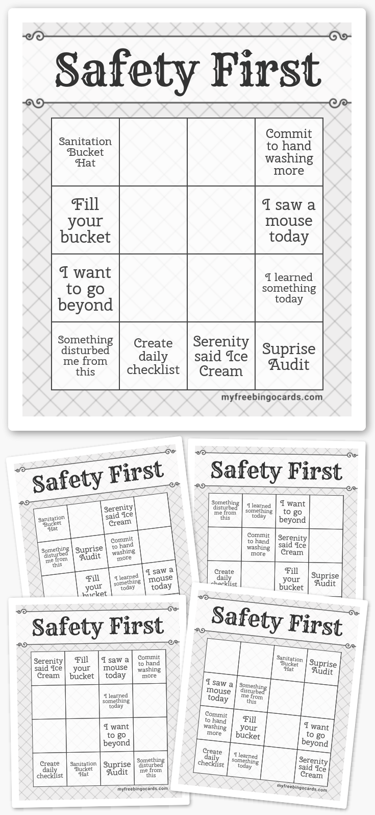 Virtual Safety First Bingo