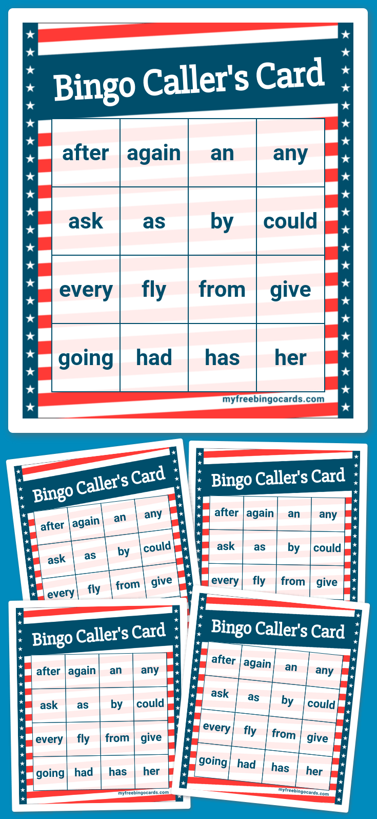 Virtual Bingo Caller's Card