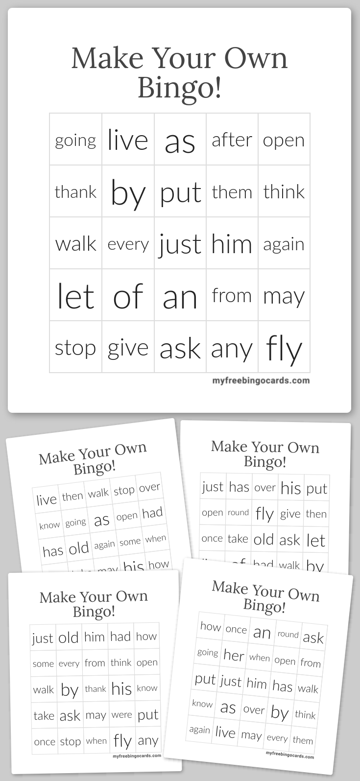 Virtual make your own bingo 