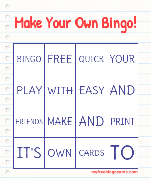 Print 100+ Make Your Own Bingo! Cards