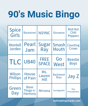 Print 100+ 90's Music Bingo Cards