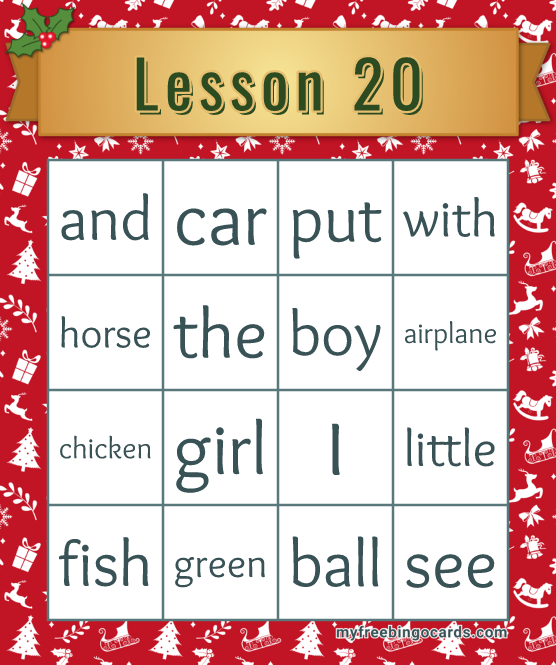 Lesson 20 Bingo