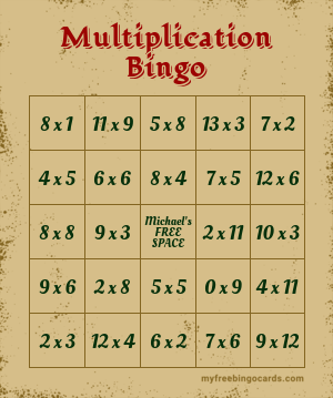 Print 100+ Multiplication Bingo Cards