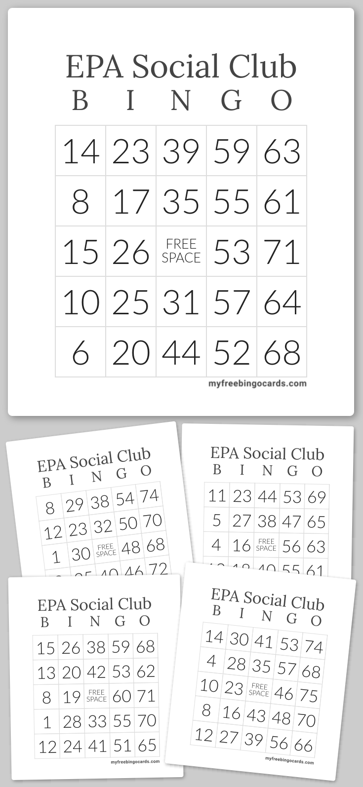 Virtual EPA Social Club BINGO