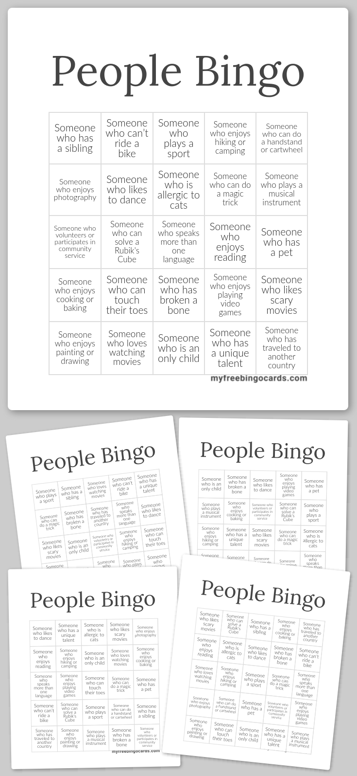 Virtual People Bingo