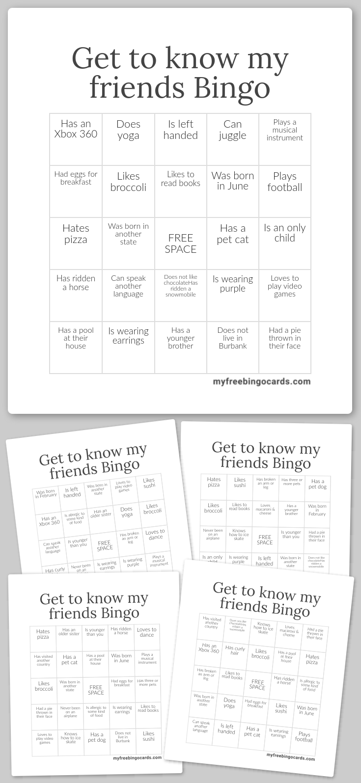 Virtual Get to know my friends Bingo