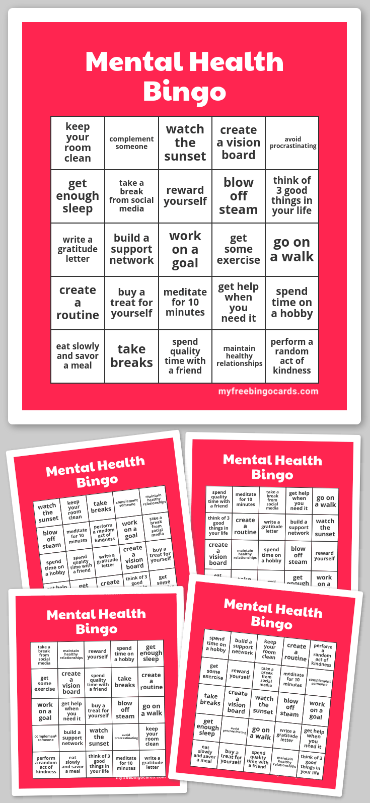 Virtual Mental Health Bingo