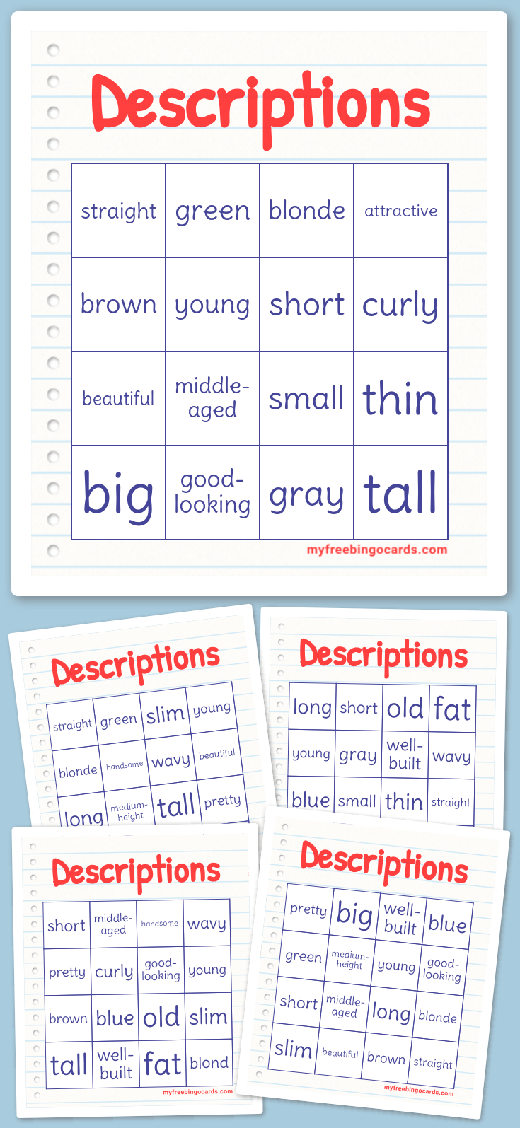 Virtual Descriptions Bingo
