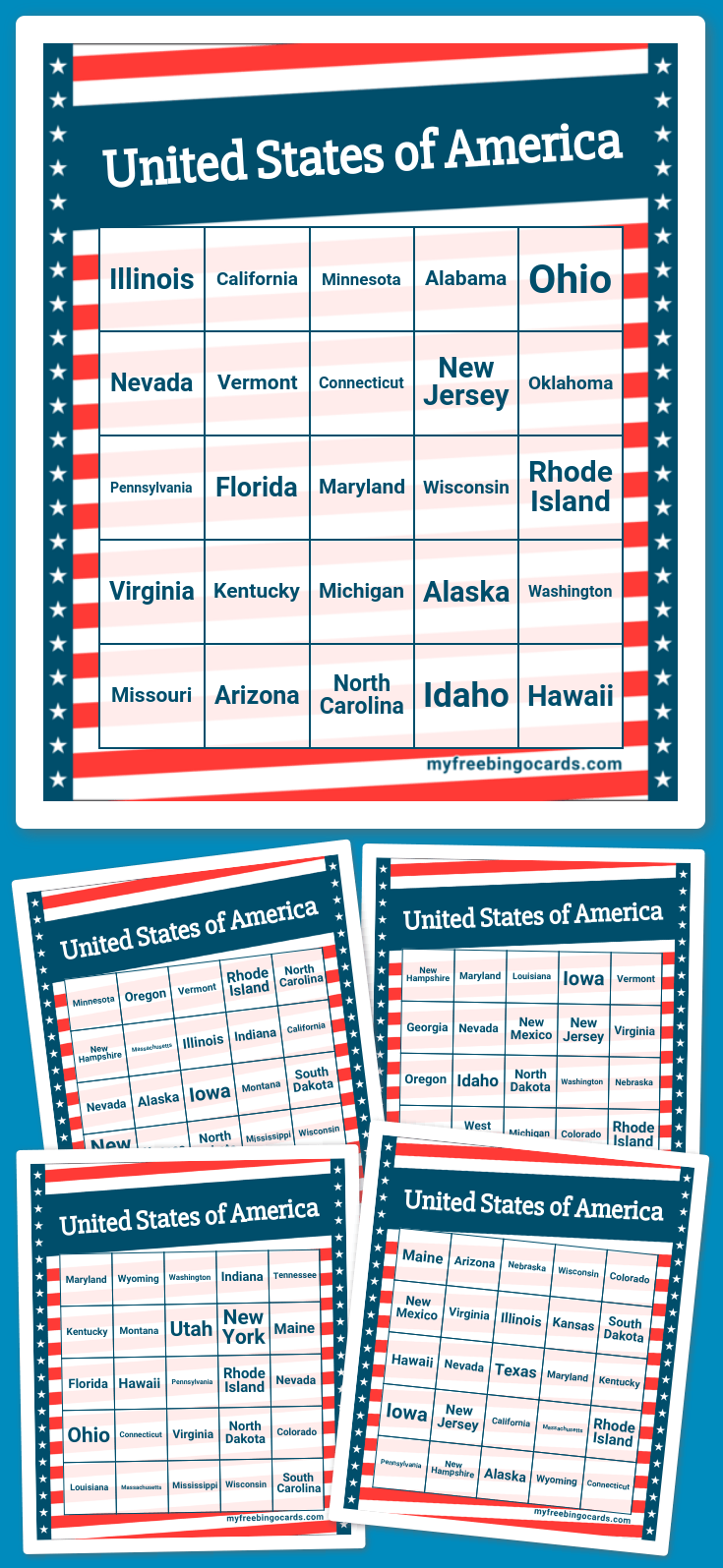 Virtual United States of America Bingo