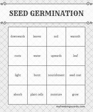 PRINT 100+ SEED GERMINATION BINGO CARDS