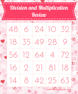 Multiplication And Division Bingo Cards Printable
