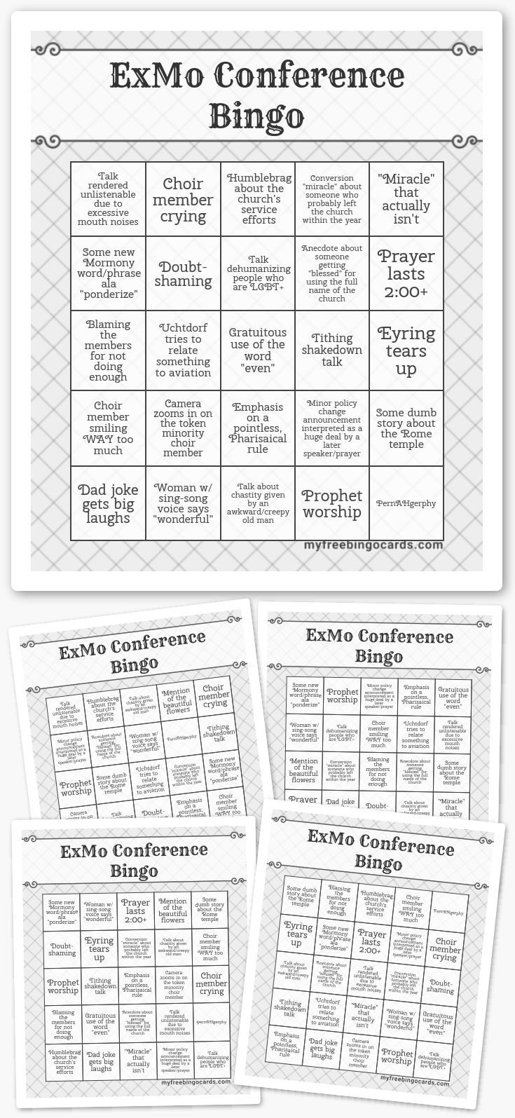 Virtual ExMo Conference Bingo
