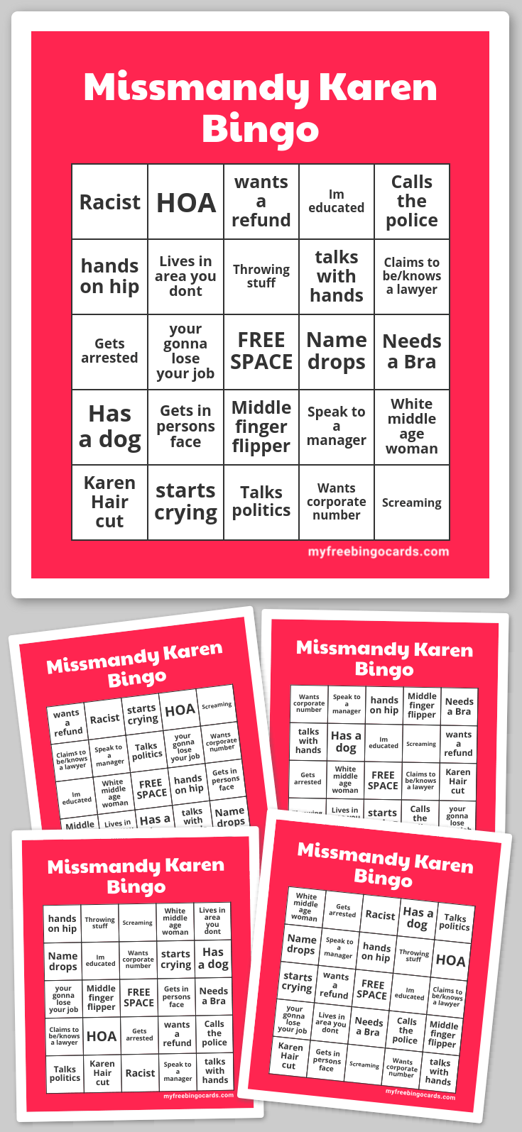Virtual Missmandy Karen Bingo