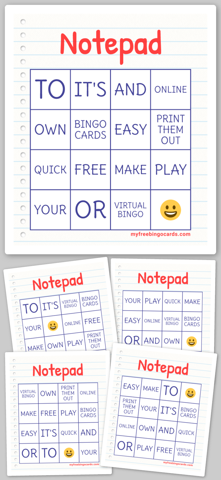 Virtual Notepad Bingo