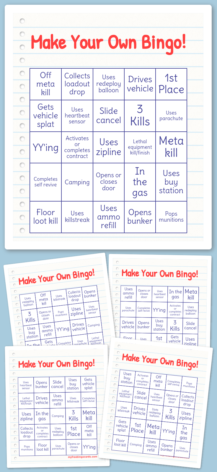 Virtual make your own bingo 