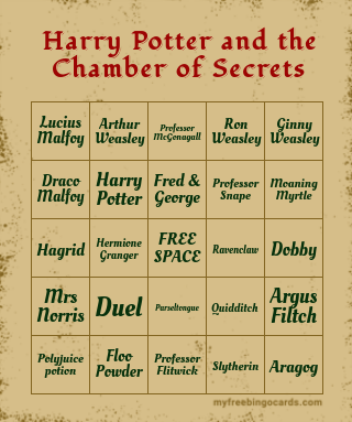 Free Printable and Virtual Harry Potter Bingo Cards and Games