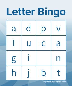 Print 100+ Letter Bingo Cards