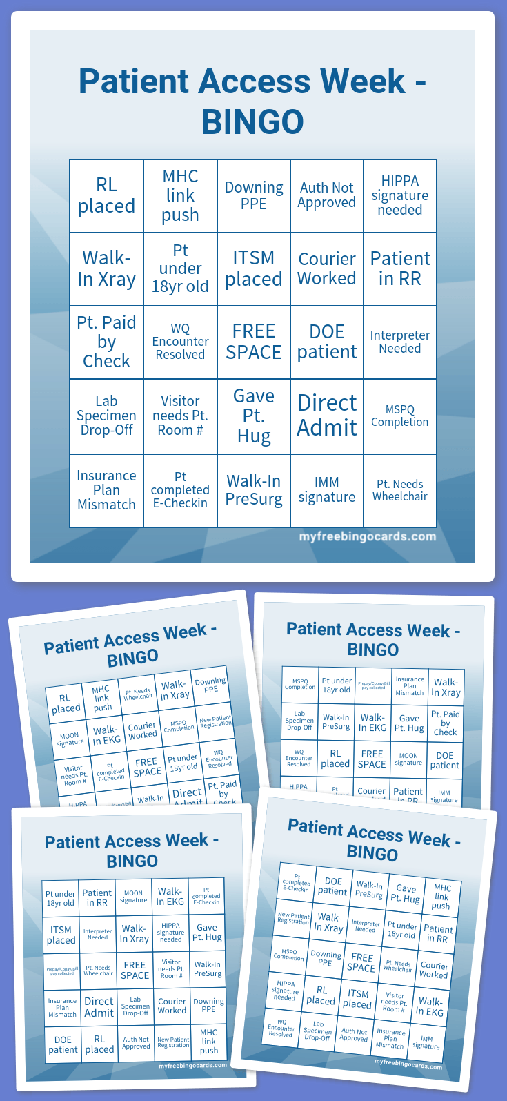 Virtual Patient Access Week BINGO