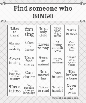 Find someone who BINGO