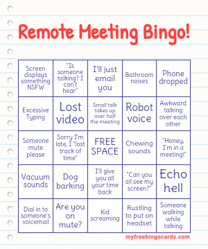 Remote Meeting Bingo!